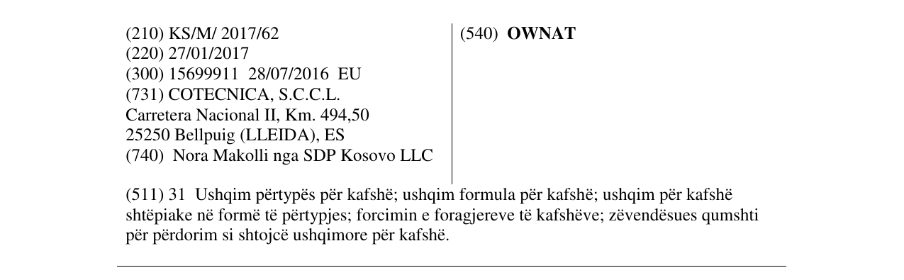 Zëri i markës OWNAT në buletin