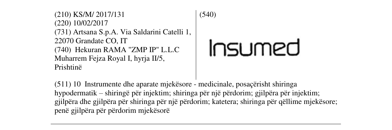 Zëri i markës Insumed në buletin