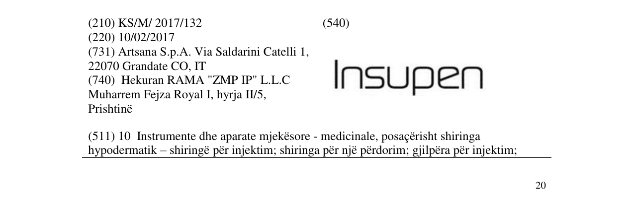 Zëri i markës Insupen në buletin