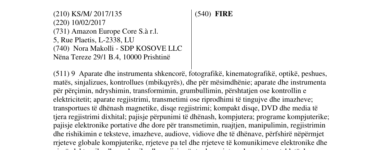 Zëri i markës FIRE në buletin