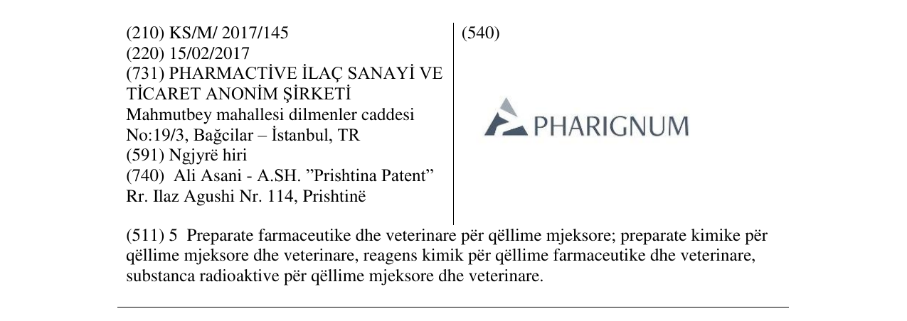 Zëri i markës PHARIGNUM në buletin