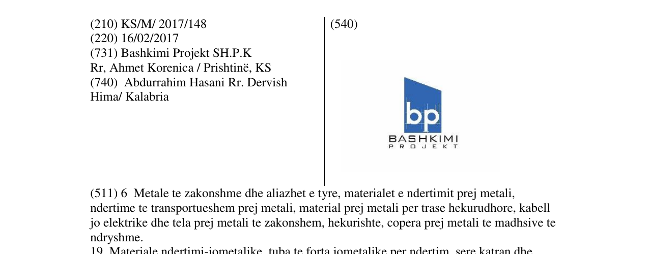 Zëri i markës bp BASHKIMI PROJEKT në buletin