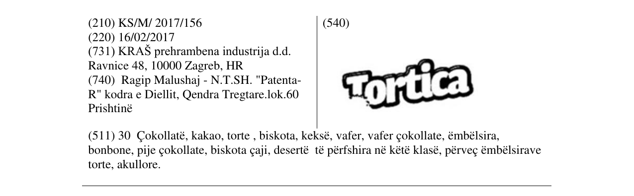 Zëri i markës Tortica në buletin