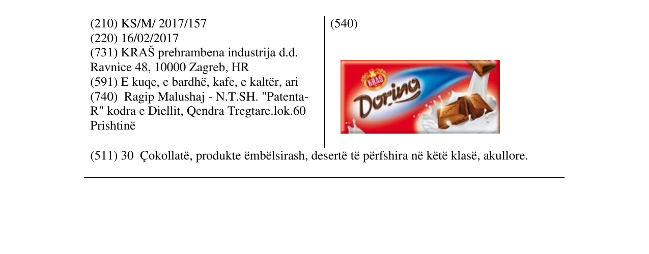 Zëri i markës KRAS DORINA në buletin