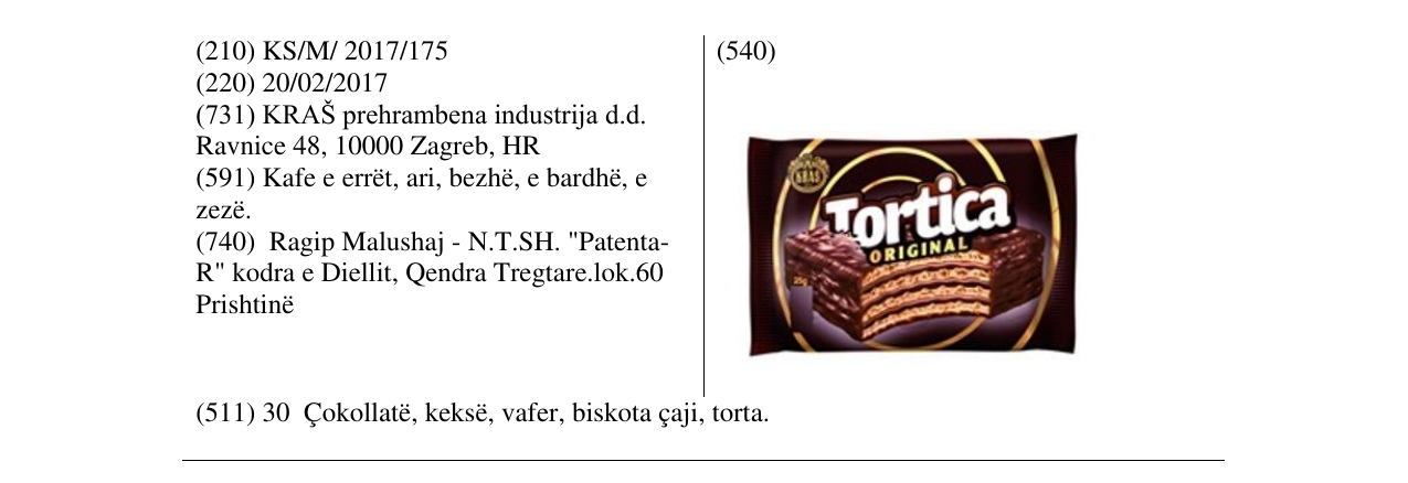 Zëri i markës Tortica original KRAS në buletin