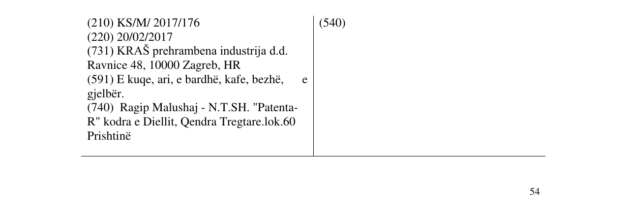 Zëri i markës Tortica Jadro KRAS në buletin