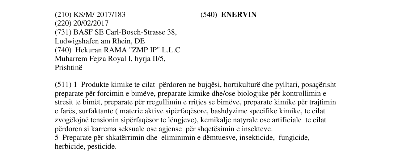 Zëri i markës ENERVIN në buletin