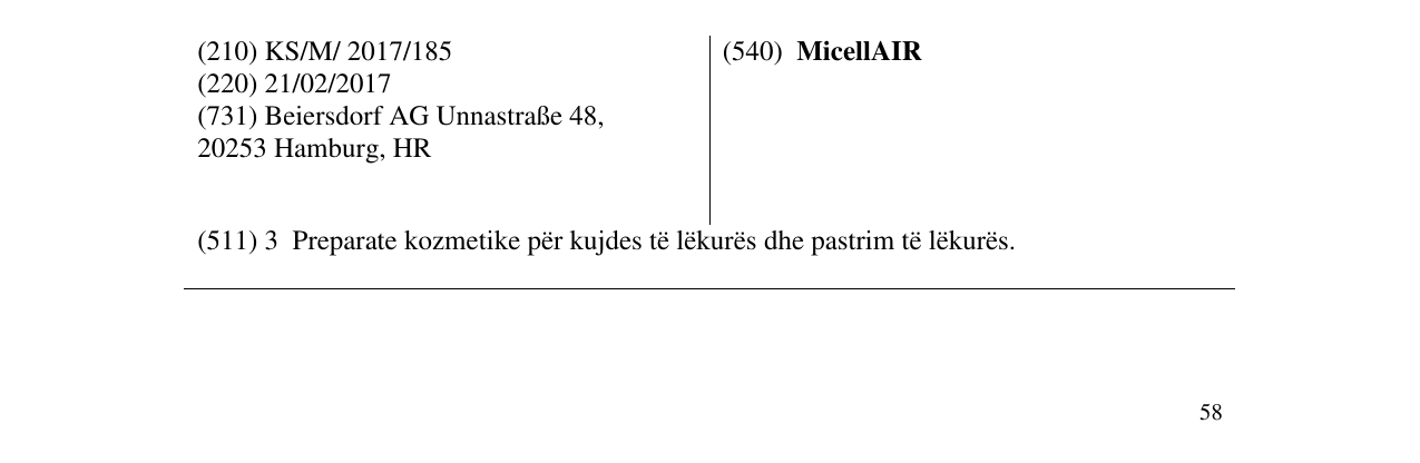 Zëri i markës MicellAIR në buletin