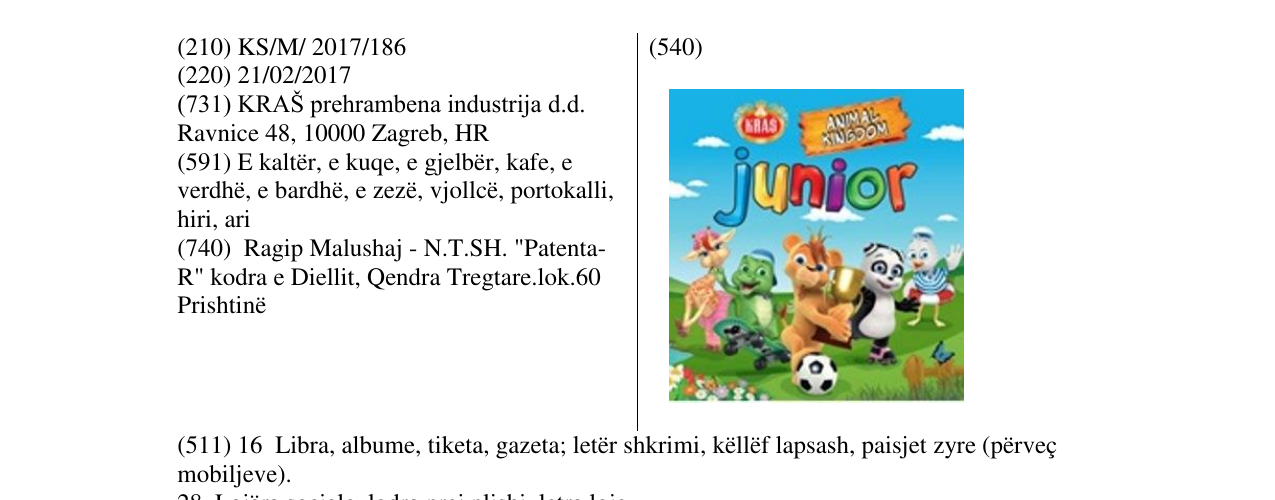 Zëri i markës junior ANIMAL KINGDOM KRAS në buletin