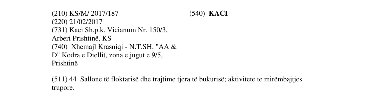 Zëri i markës KACI në buletin