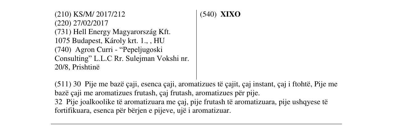 Zëri i markës XIXO në buletin