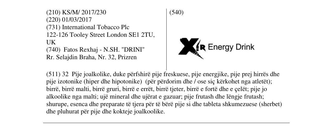 Zëri i markës Energy Drink në buletin