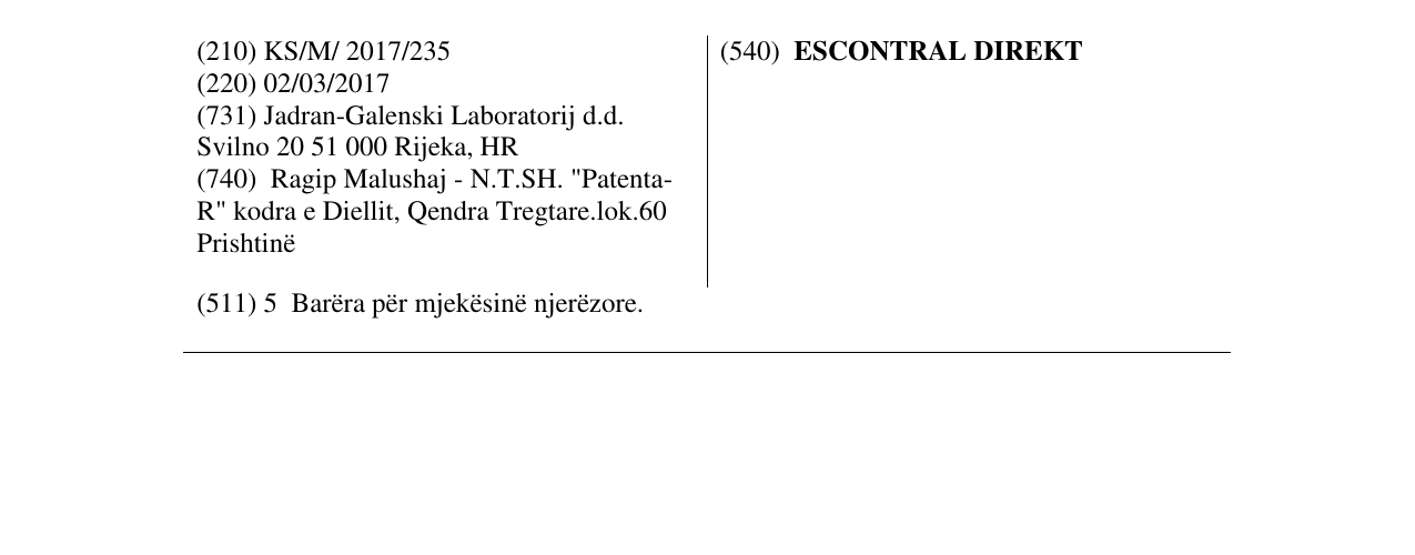 Zëri i markës ESCONTRAL DIREKT në buletin