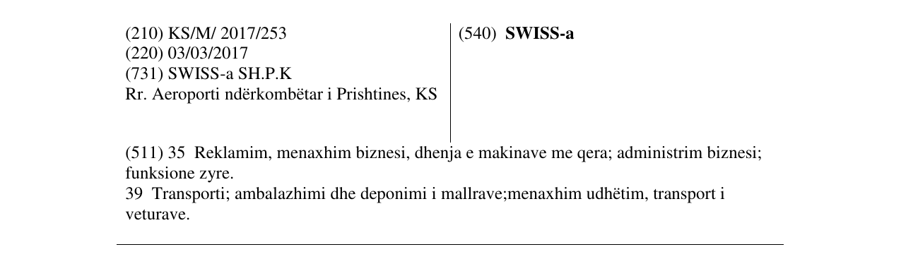 Zëri i markës SWISS-a në buletin
