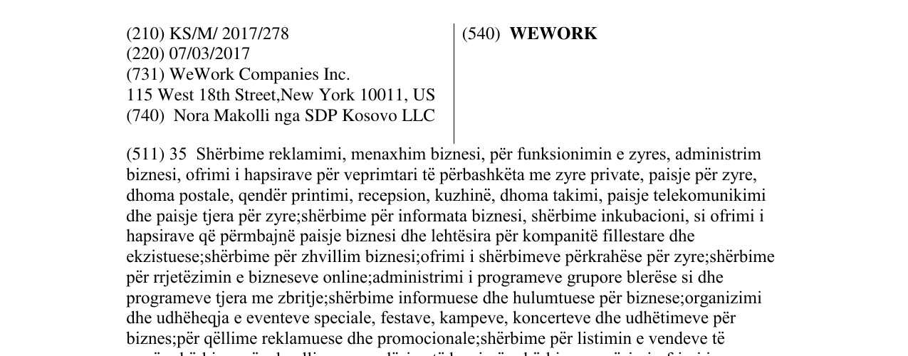 Zëri i markës WEWORK në buletin