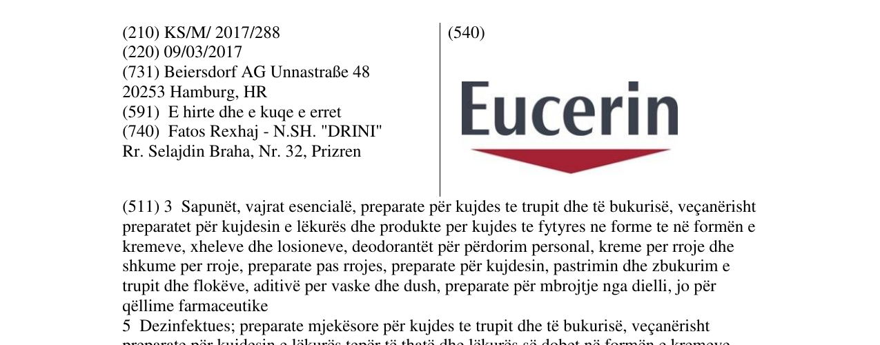 Zëri i markës Eucerin në buletin