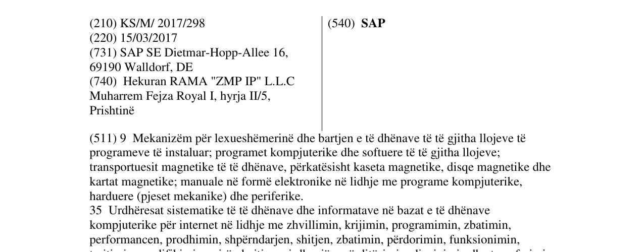 Zëri i markës SAP në buletin