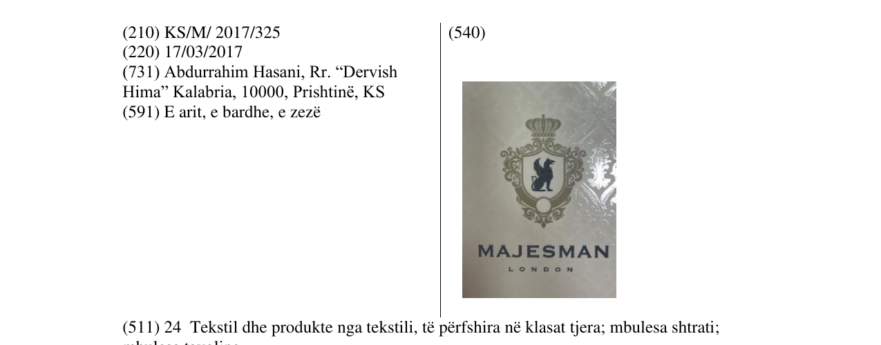 Zëri i markës MAJESMAN në buletin