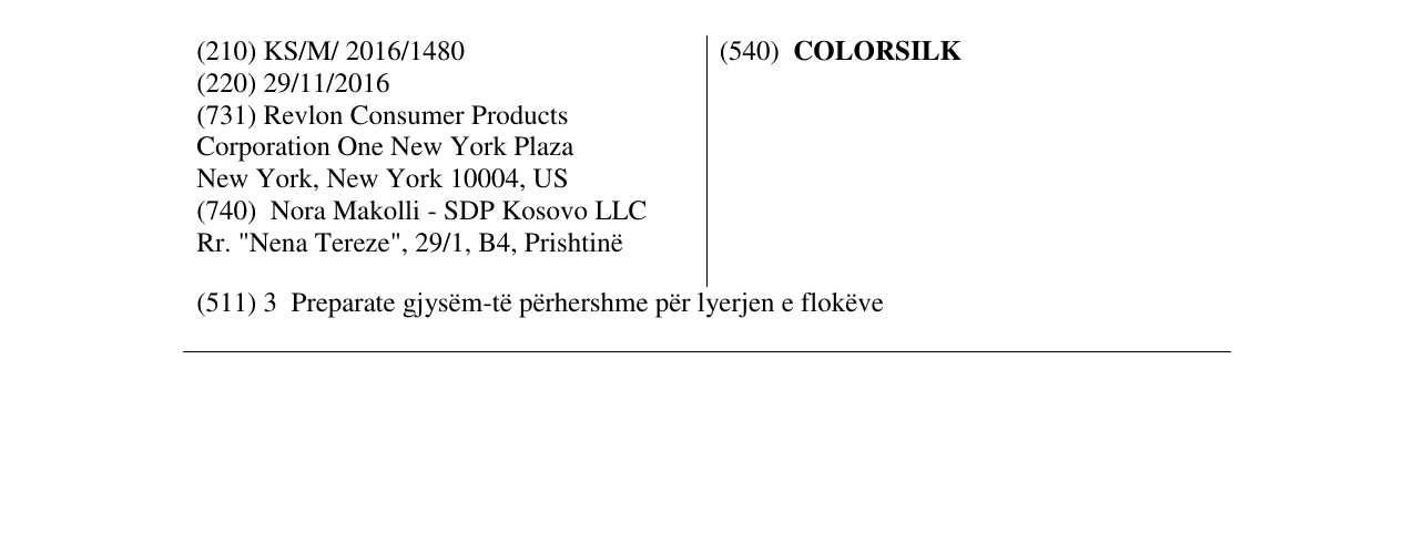 Zëri i markës COLORSILK në buletin