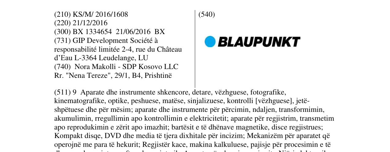Zëri i markës BLAUPUNKT në buletin