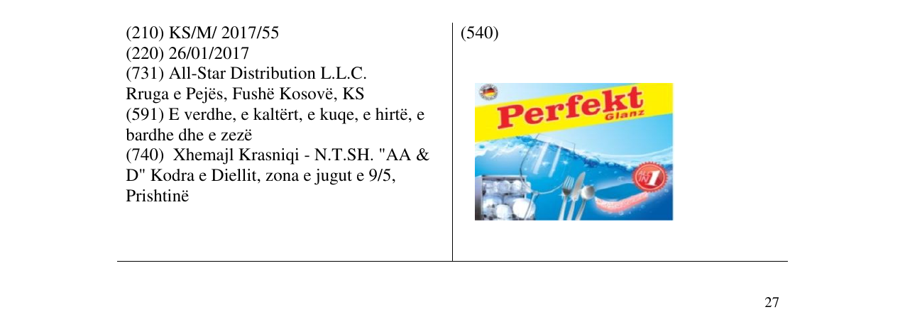 Zëri i markës Perfekt glanz në buletin