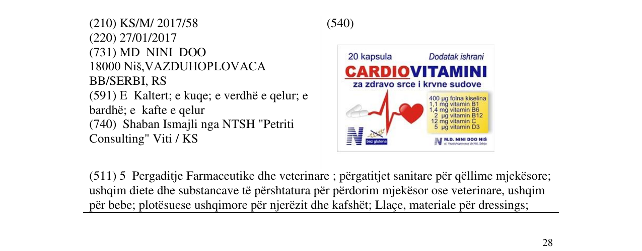 Zëri i markës CARDIOVITAMINI në buletin