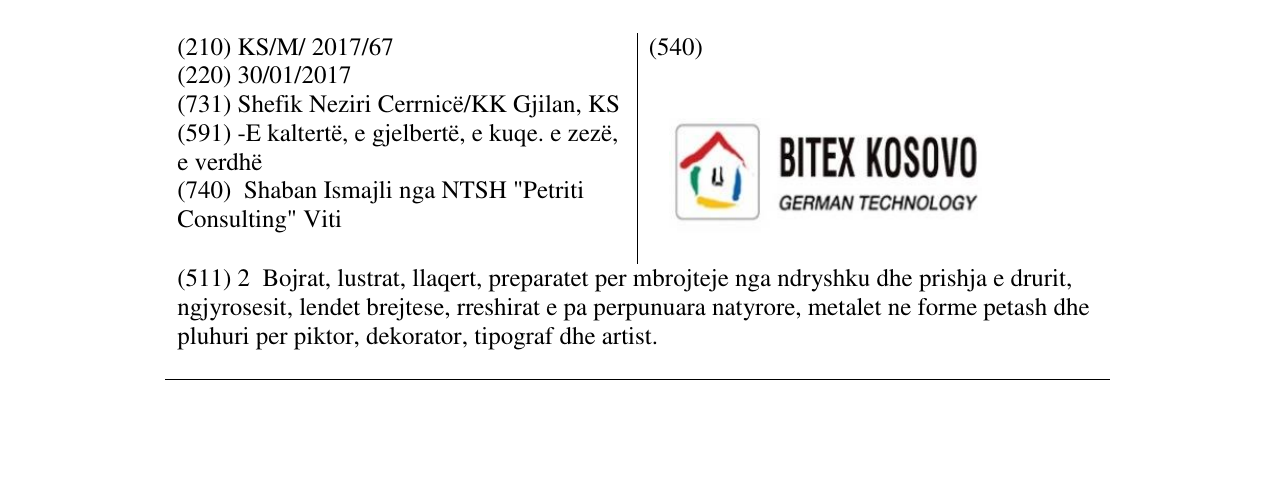Zëri i markës BITEX KOSOVO në buletin