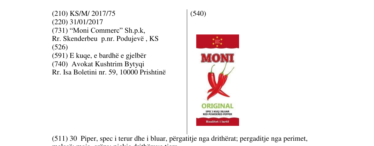 Zëri i markës MONI ORGINAL në buletin