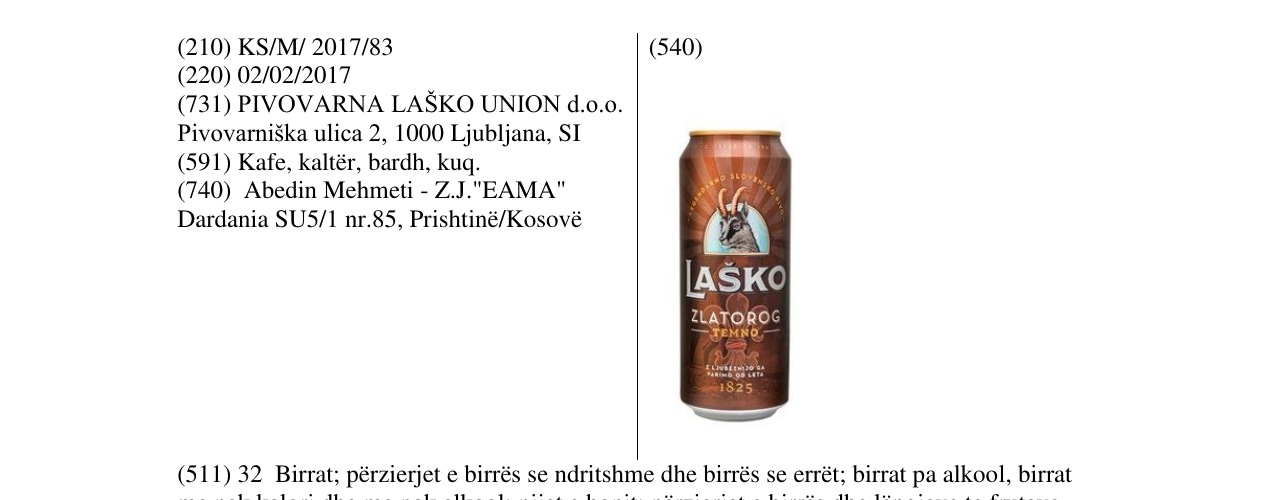 Zëri i markës LASKO ZLATOROG TEMNO në buletin