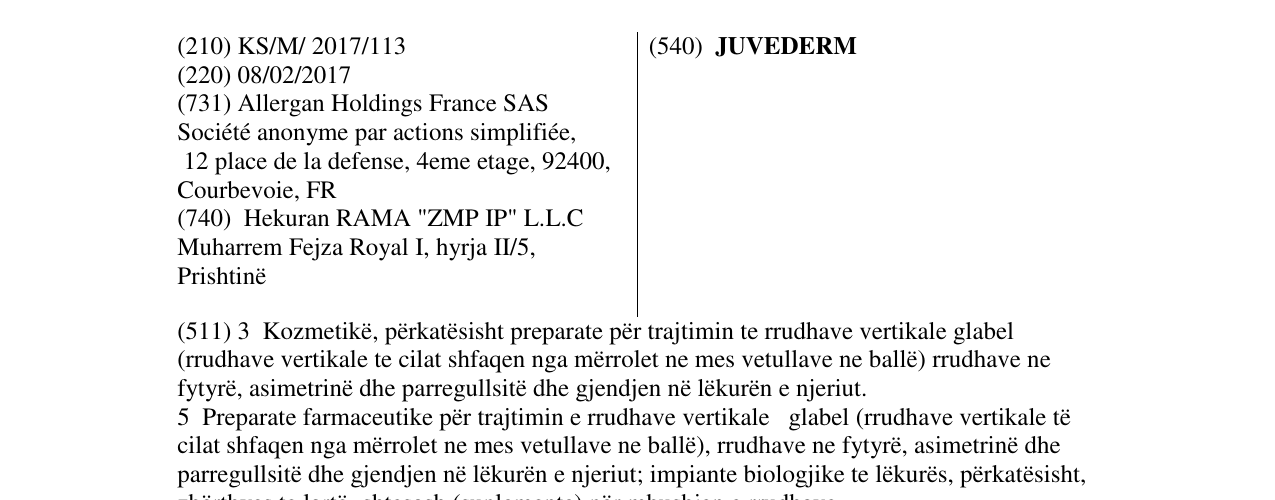 Zëri i markës JUVEDERM në buletin