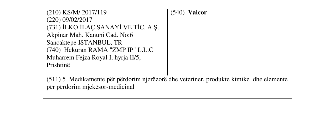 Zëri i markës Valcor në buletin