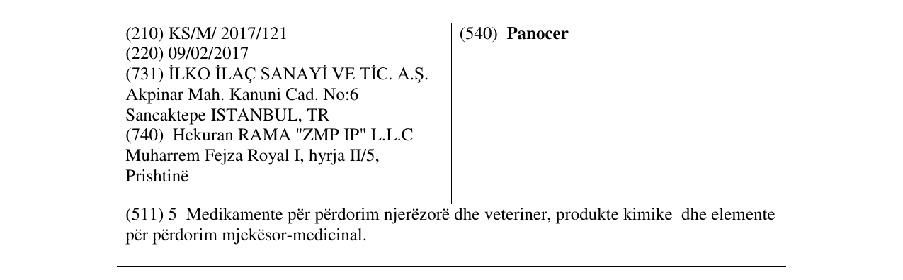 Zëri i markës Panocer në buletin
