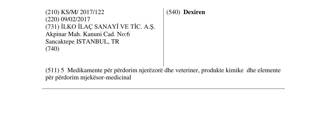 Zëri i markës Dexiren në buletin