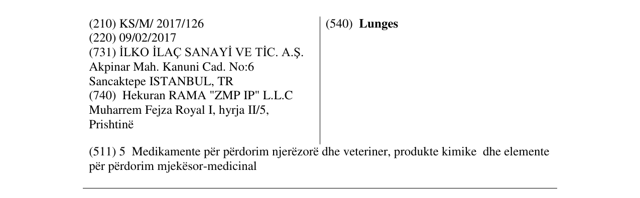 Zëri i markës Lunges në buletin