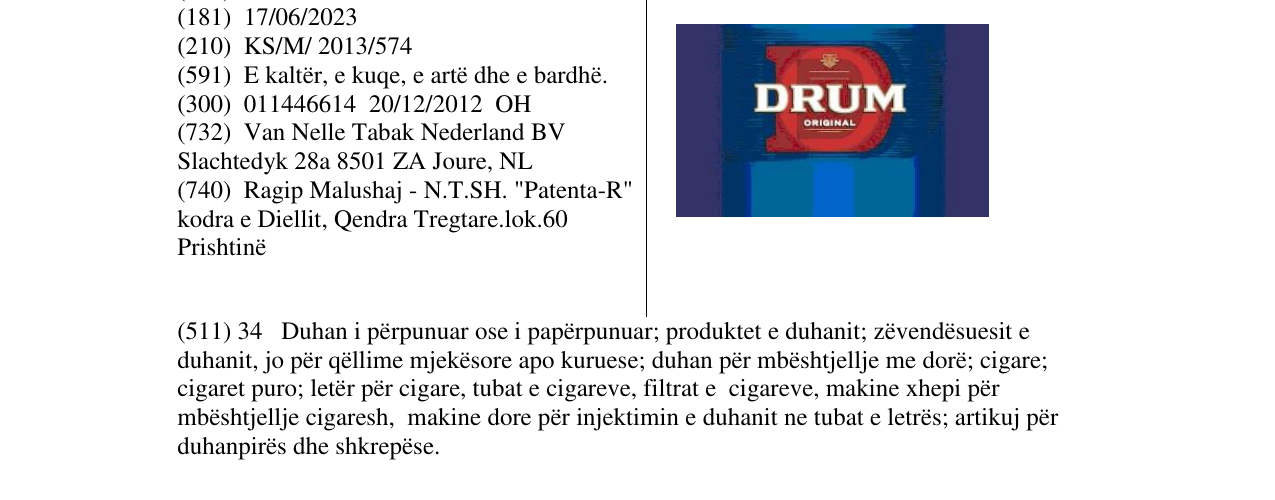 Zëri i markës DRUM orginal në buletin