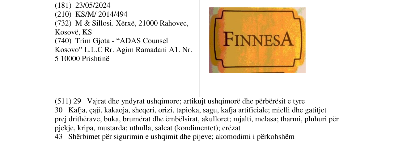 Zëri i markës FINNESA në buletin