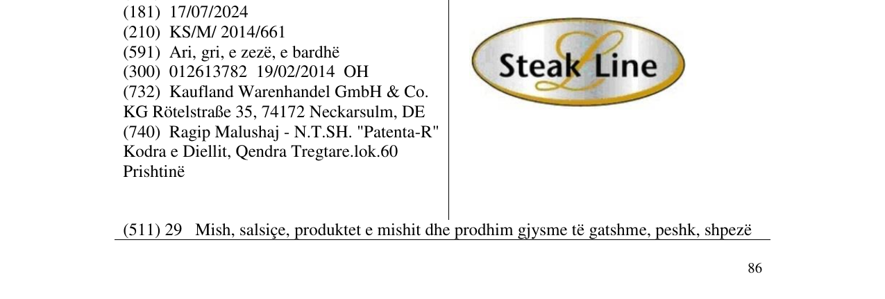 Zëri i markës Steak Line në buletin