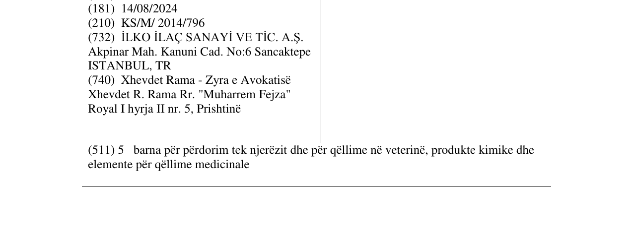 Zëri i markës ALRİNAST në buletin
