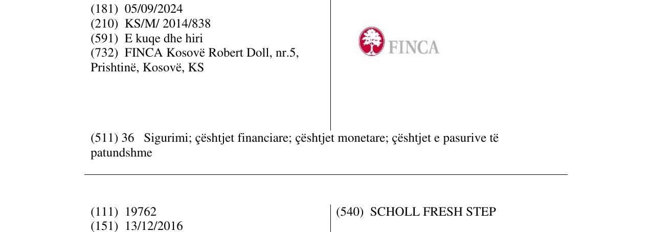 Zëri i markës FINCA në buletin