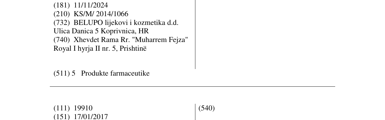 Zëri i markës TAMOSIN në buletin