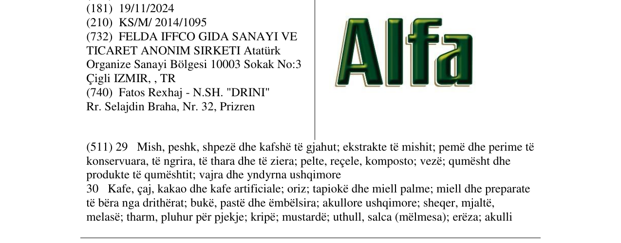 Zëri i markës Alfa në buletin