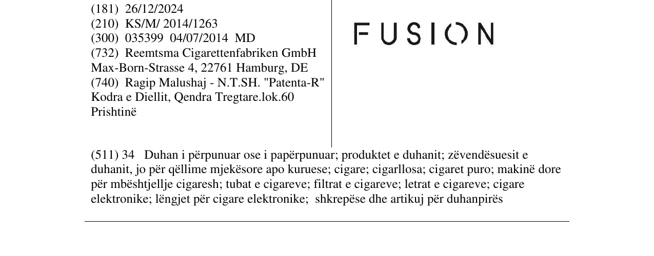 Zëri i markës FUSION në buletin