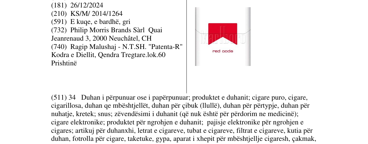 Zëri i markës red code në buletin