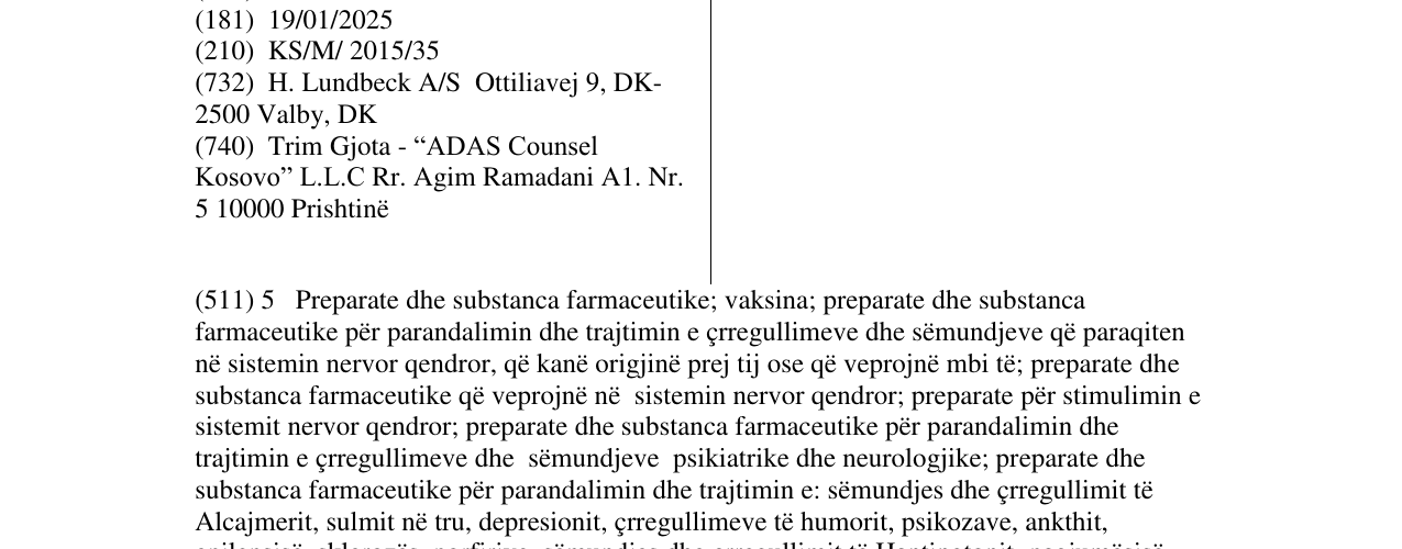 Zëri i markës LUNDBECK në buletin
