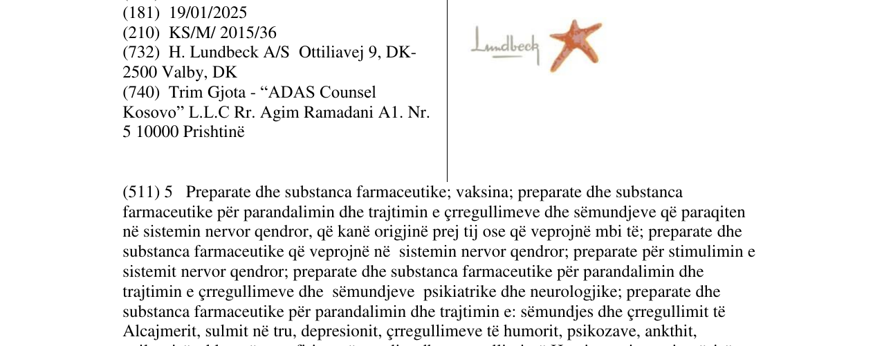 Zëri i markës Lundbeck në buletin