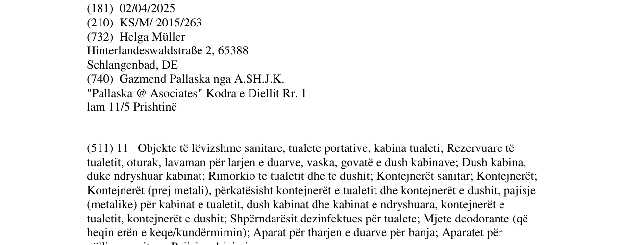 Zëri i markës TOI TOI në buletin