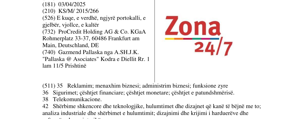 Zëri i markës Zona 24/7 në buletin