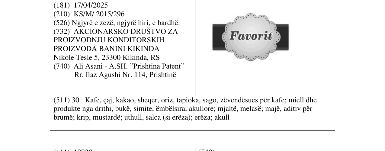 Zëri i markës Favorit në buletin