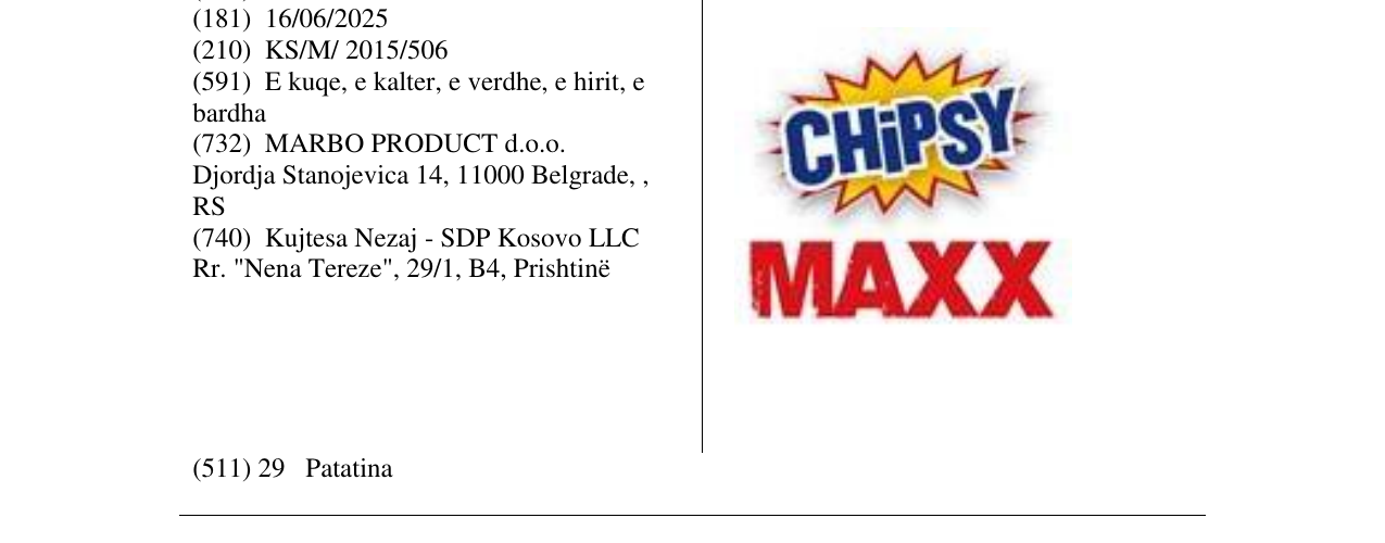 Zëri i markës CHiPSY MAXX në buletin