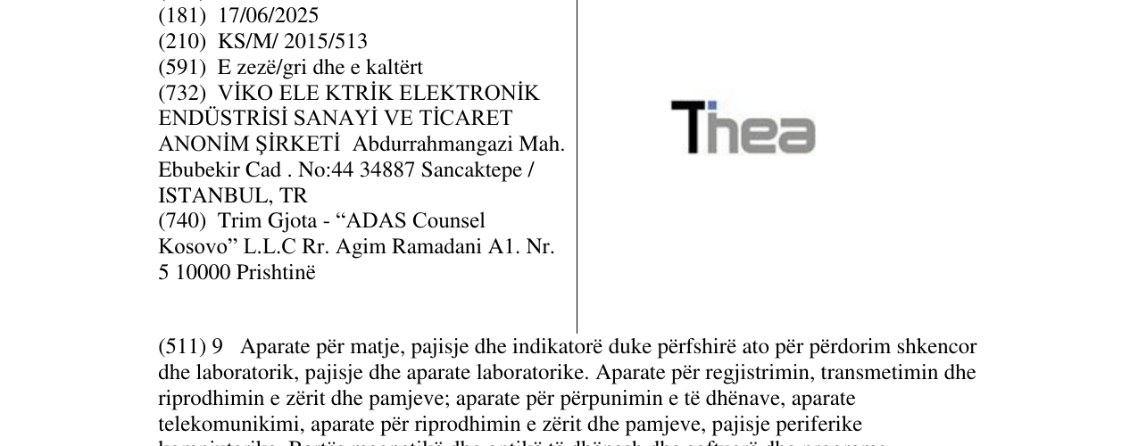 Zëri i markës Thea në buletin